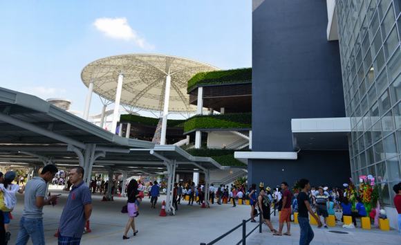 Cho dù là từ rất xa, bức tường cây thu hút ánh nhìn