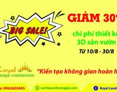 Giảm 30% chi phí thiết kế 3D sân vườn trong tháng 8